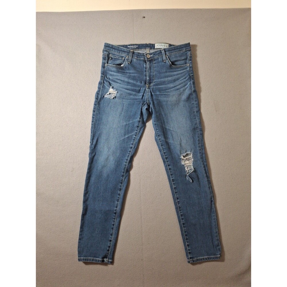 AG Stevie Ankle Jeans Womens 30x27 Med Wash Slim Straight Anthropologie Frayed